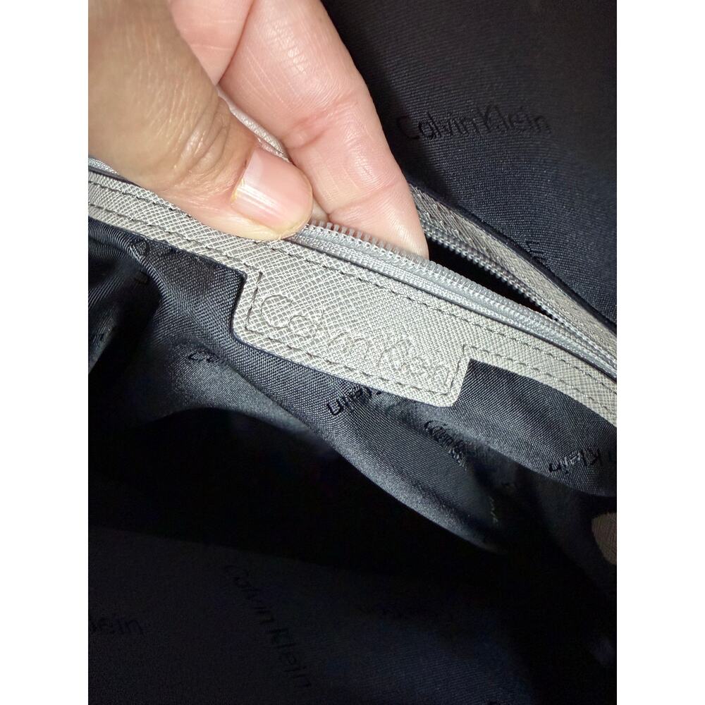 Calvin Klein Gray Black Saffiano Tote Shoulder Bag Crossbody Purse - Picture 10 of 12
